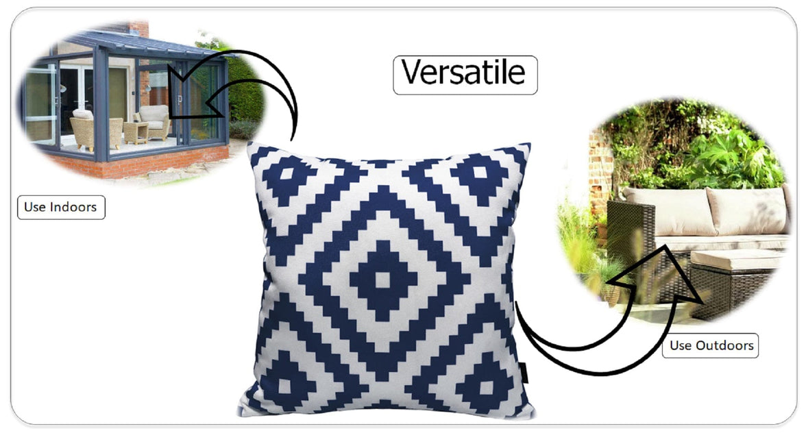 Nairobi Navy Waterproof Outdoor Cushions Weather-Resistant Decorative Pillows for Patio Garden Travel Beach Versatile Indoor Outdoor Use by OLIVIA ROCCO NAIROBI NAVY / 43 x 43 cm Cushions
