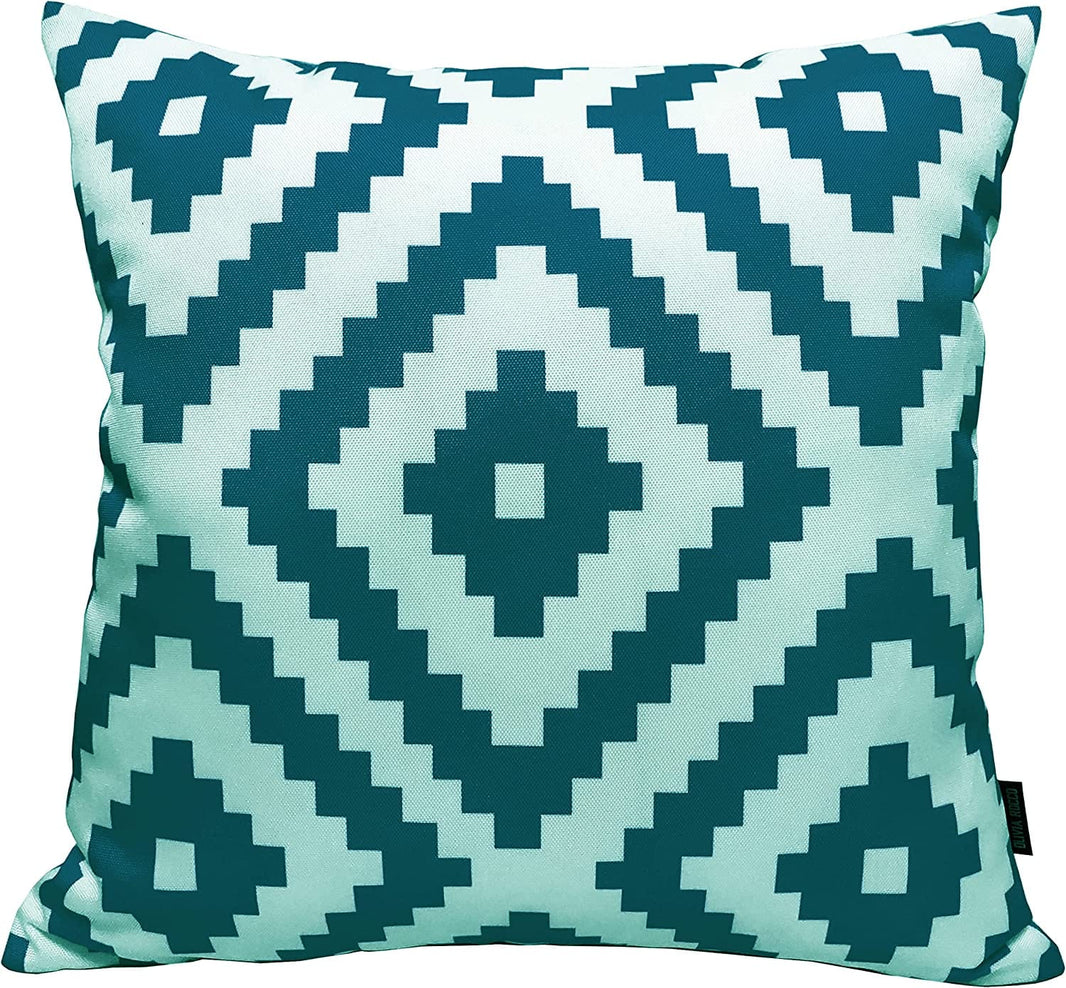 Nairobi Teal Outdoor Waterproof Cushions 43x43 cm Hollowfibre Filled Durable Breathable Polyester for Patio Garden Indoor Beach Events by OLIVIA ROCCO NAIROBI TEAL / 43 x 43 cm Cushions