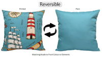 Seaside Coastal Style Water Resistant Patio Garden Cushions 17 x 17 Inches Durable Decorative Throw Pillows for Indoor Outdoor Use by OLIVIA ROCCO SEASIDE / 43 x 43 cm Cushions