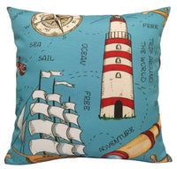Seaside Coastal Style Water Resistant Patio Garden Cushions 17 x 17 Inches Durable Decorative Throw Pillows for Indoor Outdoor Use by OLIVIA ROCCO SEASIDE / 43 x 43 cm Cushions