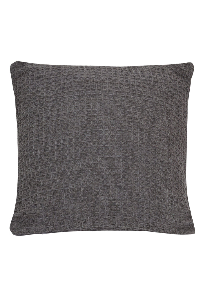 Lisbon Pure Indian Cotton Handwoven Honeycomb Vibrant Cushion Covers for Indoor Outdoor Use in Grey Ochre Navy Teal Silver Pink 17x17 and 24x24 Inches by OLIVIA ROCCO CHARCOAL / 43 x 43 cm Cushions
