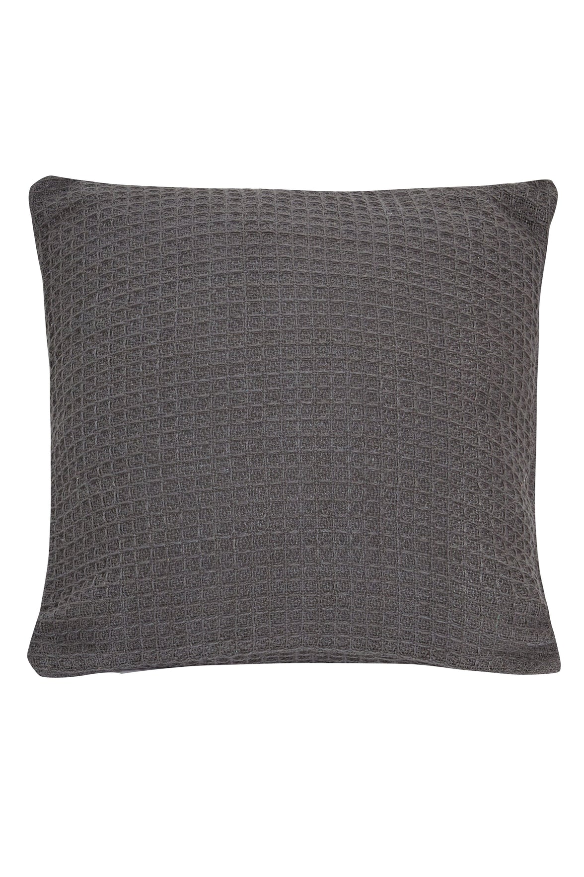 Lisbon Pure Indian Cotton Handwoven Honeycomb Vibrant Cushion Covers for Indoor Outdoor Use in Grey Ochre Navy Teal Silver Pink 17x17 and 24x24 Inches by OLIVIA ROCCO CHARCOAL / 43 x 43 cm Cushions