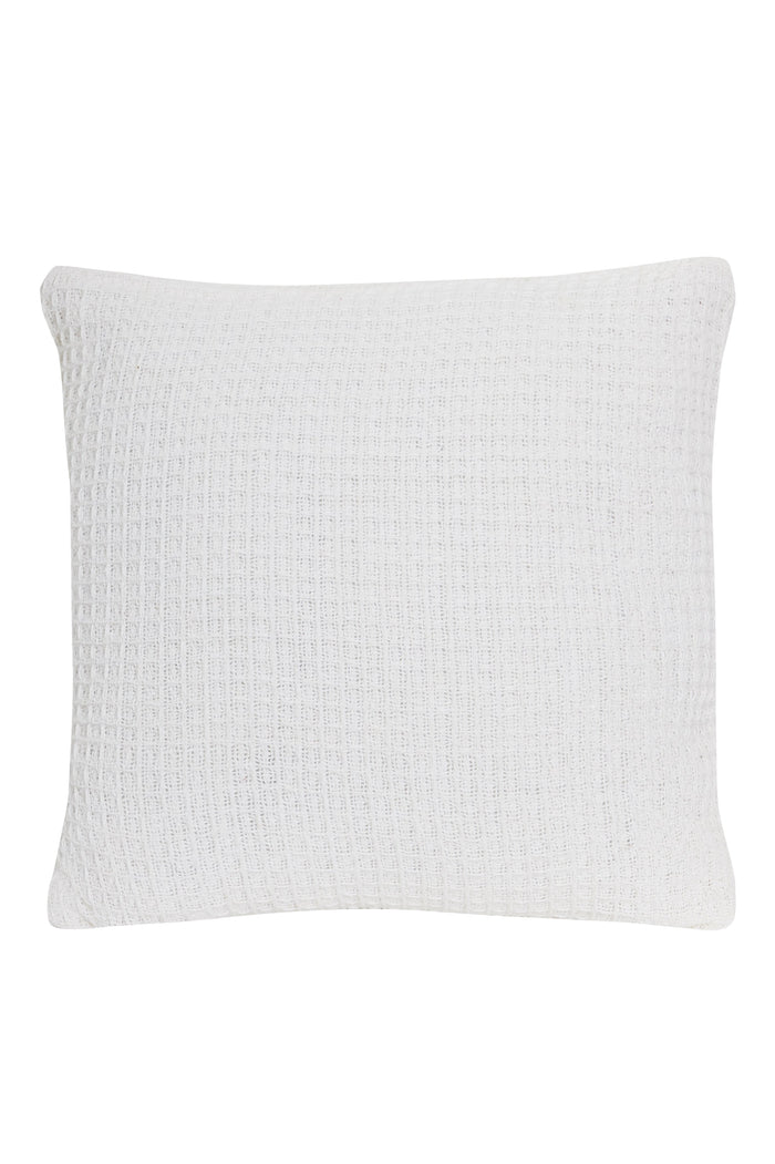 Lisbon Pure Indian Cotton Handwoven Honeycomb Vibrant Cushion Covers for Indoor Outdoor Use in Grey Ochre Navy Teal Silver Pink 17x17 and 24x24 Inches by OLIVIA ROCCO WHITE / 43 x 43 cm Cushions
