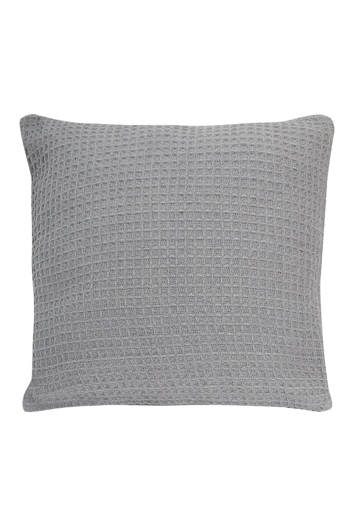 Lisbon Pure Indian Cotton Handwoven Honeycomb Vibrant Cushion Covers for Indoor Outdoor Use in Grey Ochre Navy Teal Silver Pink 17x17 and 24x24 Inches by OLIVIA ROCCO SILVER / 43 x 43 cm Cushions