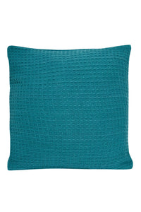 Lisbon Pure Indian Cotton Handwoven Honeycomb Vibrant Cushion Covers for Indoor Outdoor Use in Grey Ochre Navy Teal Silver Pink 17x17 and 24x24 Inches by OLIVIA ROCCO TEAL / 43 x 43 cm Cushions
