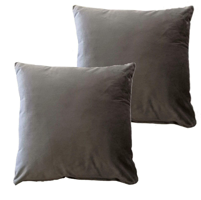 Pack of 2 Ultra-Soft Matte Velvet Cushion Covers 17x17 Inch Decorative Pillow Cases for Home Garden Decor Charcoal Silver Green Duck Egg by OLIVIA ROCCO CHARCOAL Cushions