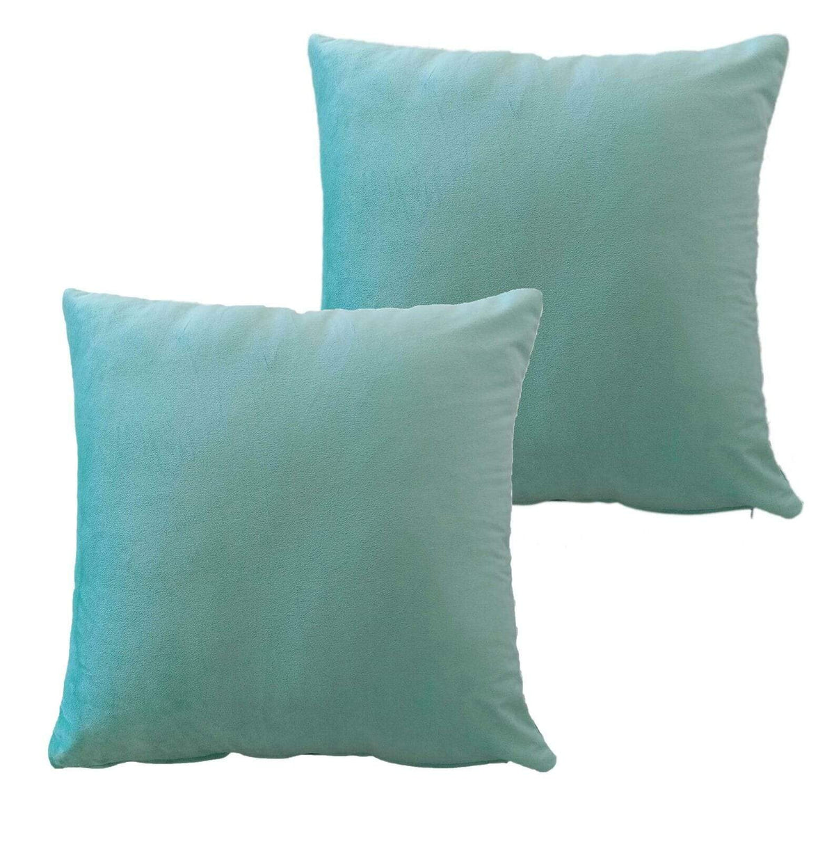 Pack of 2 Ultra-Soft Matte Velvet Cushion Covers 17x17 Inch Decorative Pillow Cases for Home Garden Decor Charcoal Silver Green Duck Egg by OLIVIA ROCCO DUCKEGG Cushions