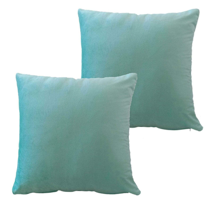 Pack of 2 Ultra-Soft Matte Velvet Cushion Covers 17x17 Inch Decorative Pillow Cases for Home Garden Decor Charcoal Silver Green Duck Egg by OLIVIA ROCCO DUCKEGG Cushions