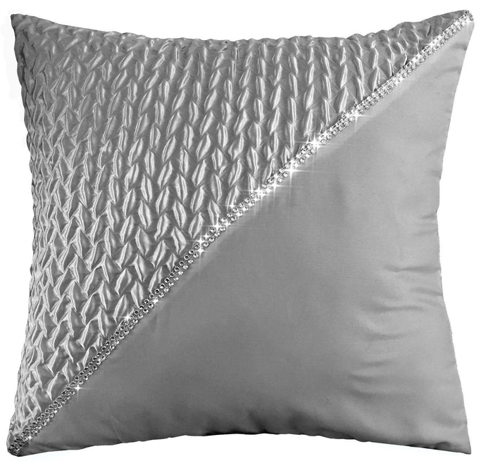 Zenia Luxurious Duvet Cover Set with Quilted Trim and Diamante Detailing  Available in Single Double Kingb and Super King Sizes by OLIVIA ROCCO SILVER / CUSHION COVER Duvet Cover