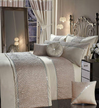 Zenia Luxurious Duvet Cover Set with Quilted Trim and Diamante Detailing  Available in Single Double Kingb and Super King Sizes by OLIVIA ROCCO CHAMPAGNE / SINGLE Duvet Cover
