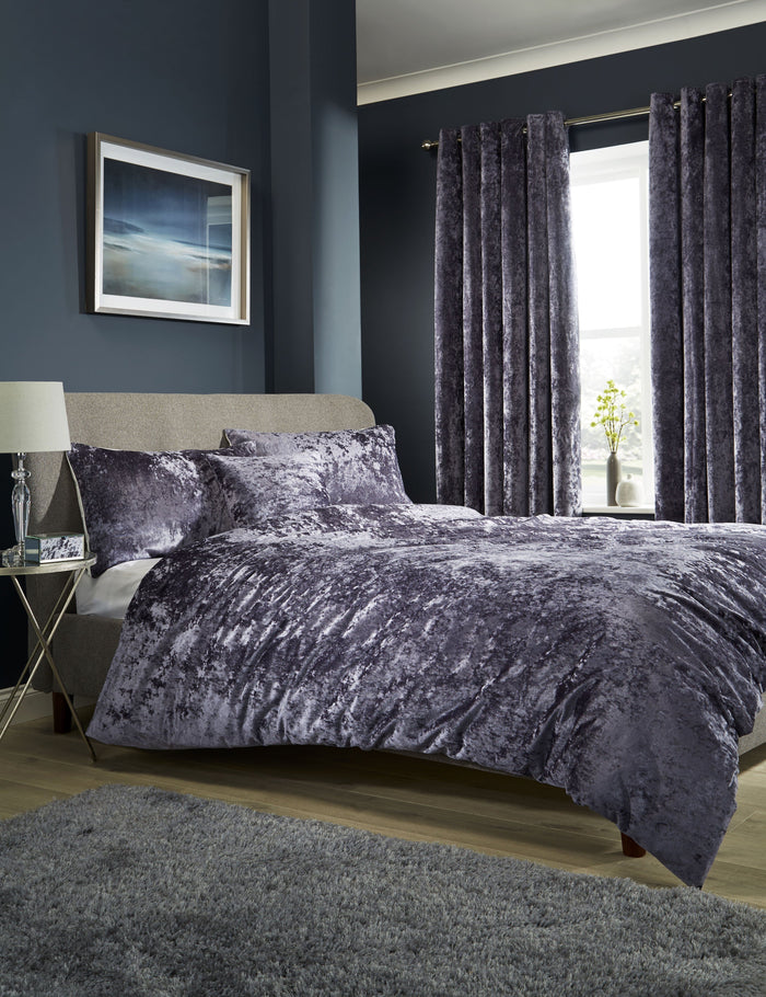 Crushed Velvet Duvet Cover Set with Pillowcases Double King Super King OEKO-TEX Certified Premium Elegant Bedding by OLIVIA ROCCO DOUBLE / MAUVE Duvet Cover