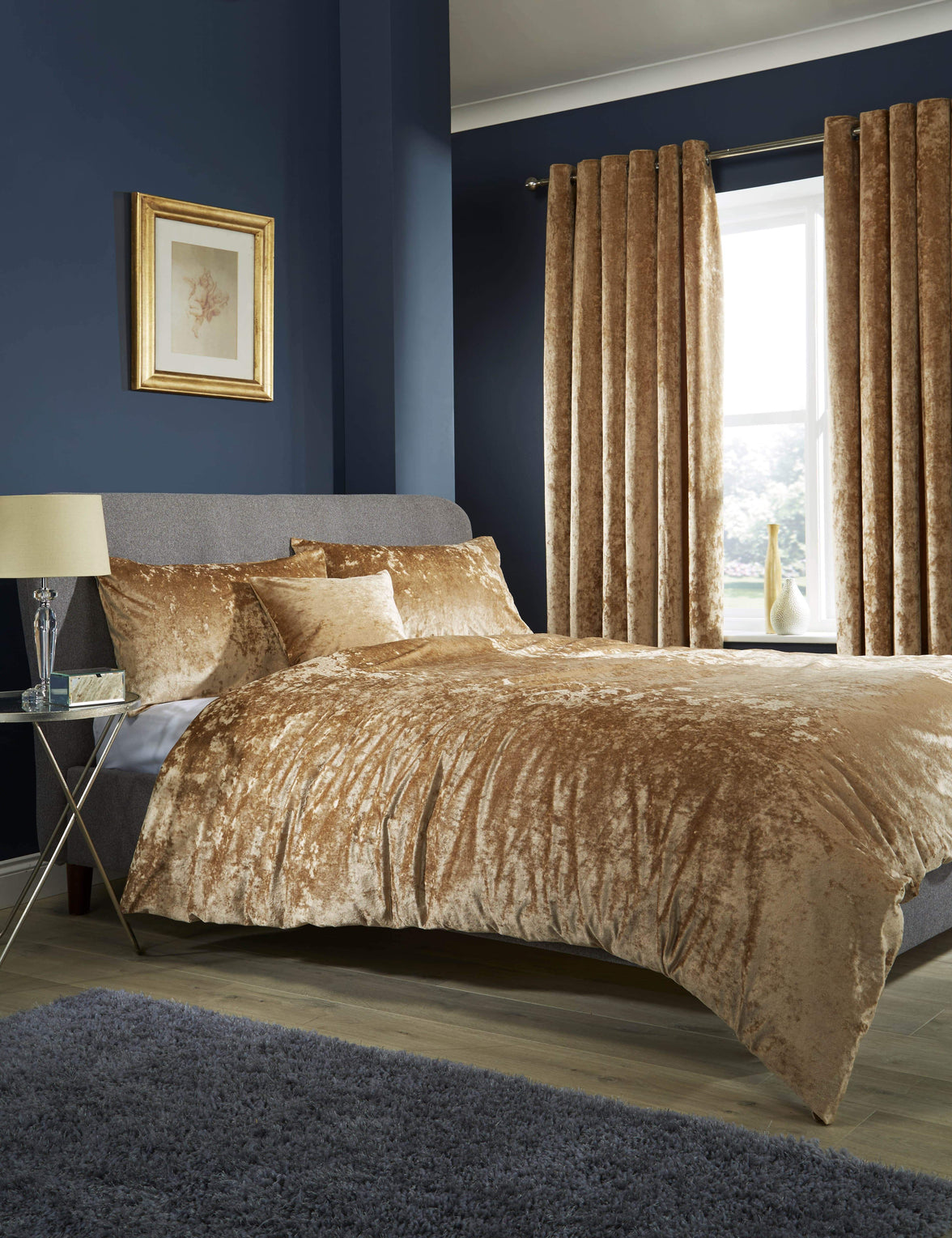 Crushed Velvet Duvet Cover Set with Pillowcases Double King Super King OEKO-TEX Certified Premium Elegant Bedding by OLIVIA ROCCO DOUBLE / CHAMPAGNE Duvet Cover
