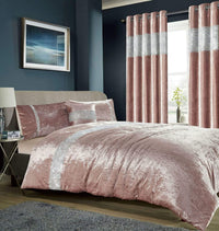 Diamante Crushed Velvet Duvet Set Breathable Luxurious OEKO-TEX Certified Bedding in Double King Super King Sizes Available in Silver Champagne Blush Pink by OLIVIA ROCCO DOUBLE / BLUSH PINK Duvet Cover