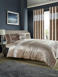 Diamante Crushed Velvet Duvet Set Breathable Luxurious OEKO-TEX Certified Bedding in Double King Super King Sizes Available in Silver Champagne Blush Pink by OLIVIA ROCCO DOUBLE / CHAMPAGNE Duvet Cover