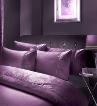 Valentina Ultra-Soft Duvet Set with Crushed Velvet Trim and Diamante Detailing in Double King Super King Sizes OEKO-TEX Certified by OLIVIA ROCCO DOUBLE / PURPLE Duvet Cover