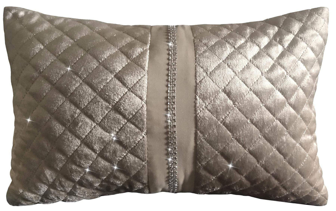 Kylie Duvet Set Luxurious Charcoal Gold Velvet Bedding with Quilted Trim & Diamante Detailing in Various Sizes by OLIVIA ROCCO GOLD / BOUDOIR CUSHION Duvet Cover