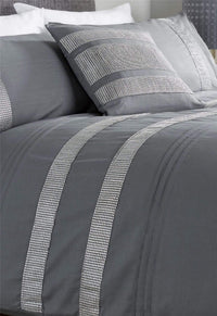 Diamante Glitz Luxurious Cotton Rich Duvet Set with Handwoven Sparkling Crystal Detailing for Elegant Bedroom Decor in All Sizes by OLIVIA ROCCO Duvet Cover
