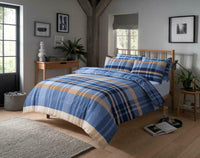 Hudson Luxurious Cotton Rich Duvet Set with Reversible Check Design and Vibrant Colours in Single Double and King Sizes for Modern Bedroom Decor by OLIVIA ROCCO SINGLE / NATURAL Duvet Cover