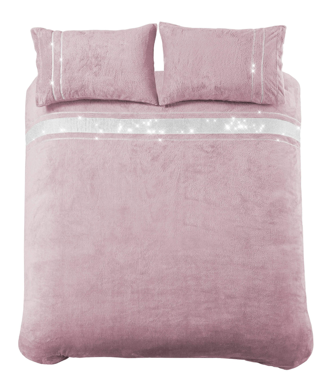 Paris Glitz Teddy Fleece Duvet Set Luxurious Handwoven Diamante Detailing Super Soft Faux Fur OEKO-TEX Certified Multiple Sizes Available by OLIVIA ROCCO SINGLE / BLUSH PINK Duvet Cover