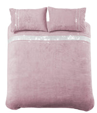Paris Glitz Teddy Fleece Duvet Set Luxurious Handwoven Diamante Detailing Super Soft Faux Fur OEKO-TEX Certified Multiple Sizes Available by OLIVIA ROCCO SINGLE / BLUSH PINK Duvet Cover