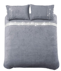 Paris Glitz Teddy Fleece Duvet Set Luxurious Handwoven Diamante Detailing Super Soft Faux Fur OEKO-TEX Certified Multiple Sizes Available by OLIVIA ROCCO SINGLE / SILVER Duvet Cover