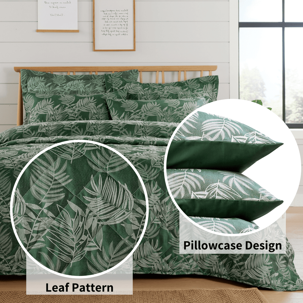 Leaf Jacquard Reversible Duvet Cover Sets in Grey and Pink with Cotton Blend for Ultimate Comfort Eco-Friendly Bedding in King Queen Double Single Sizes by OLIVIA ROCCO Duvet Cover