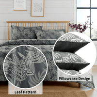 Leaf Jacquard Reversible Duvet Cover Sets in Grey and Pink with Cotton Blend for Ultimate Comfort Eco-Friendly Bedding in King Queen Double Single Sizes by OLIVIA ROCCO Duvet Cover