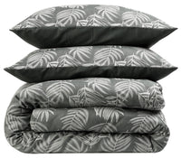 Leaf Jacquard Reversible Duvet Cover Sets in Grey and Pink with Cotton Blend for Ultimate Comfort Eco-Friendly Bedding in King Queen Double Single Sizes by OLIVIA ROCCO Duvet Cover