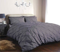 Pintuck Elegance Luxurious Cotton Rich Duvet Cover Set with Handmade Pinch Pleats Available in Single Double King and Super King Sizes OEKO-TEX Certified by OLIVIA ROCCO SINGLE / CHARCOAL Duvet Cover