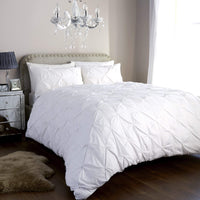 Pintuck Elegance Luxurious Cotton Rich Duvet Cover Set with Handmade Pinch Pleats Available in Single Double King and Super King Sizes OEKO-TEX Certified by OLIVIA ROCCO SINGLE / WHITE Duvet Cover
