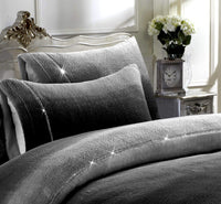 Ombre Teddy Fleece Duvet Set with Diamante Detailing Luxurious Super Soft Bedding Two-Tone Design Available in Single Double King Sizes by OLIVIA ROCCO Duvet Cover