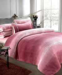 Ombre Teddy Fleece Duvet Set with Diamante Detailing Luxurious Super Soft Bedding Two-Tone Design Available in Single Double King Sizes by OLIVIA ROCCO SINGLE / DUSKY PINK Duvet Cover