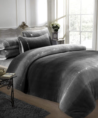 Ombre Teddy Fleece Duvet Set with Diamante Detailing Luxurious Super Soft Bedding Two-Tone Design Available in Single Double King Sizes by OLIVIA ROCCO SINGLE / GREY Duvet Cover