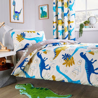 Dinosaur Kids Bedding Set Soft Cotton Blend Duvet Cover with Pillowcases & Optional Curtains for Boys and Girls Single and Double Sizes by OLIVIA ROCCO SINGLE DUVET SET Duvet Cover