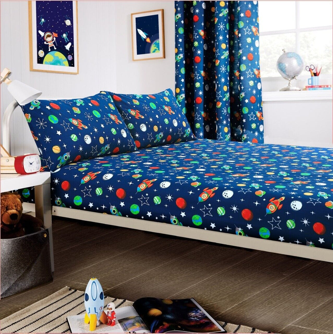 Space Explorer Kids Duvet Cover Set with Pillowcase Cotton Blend Space Themed Bedding for Boys and Girls Bedroom Decor by OLIVIA ROCCO SINGLE SHEET SET Duvet Cover