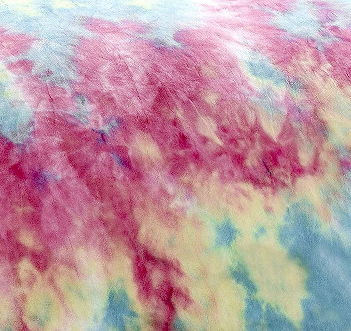 Tie Dye Rainbow Ultra-Soft Teddy Fleece Duvet Set for Kids Reversible Bedding with Cushion and Throw Single and Double Beds by OLIVIA ROCCO Duvet Cover
