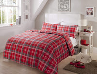 Check Luxurious Cotton-Rich Duvet Set with Pillowcases Soft Durable Bedding in All Sizes Stylish Bedroom Decor OEKO-TEX Certified by OLIVIA ROCCO SINGLE / RED Duvet Cover