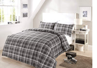 Check Luxurious Cotton-Rich Duvet Set with Pillowcases Soft Durable Bedding in All Sizes Stylish Bedroom Decor OEKO-TEX Certified by OLIVIA ROCCO SINGLE / GREY Duvet Cover