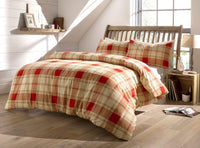 Highland Tartan Luxurious Duvet Set Super Soft Brushed Cotton Flannel Bedding OEKO-TEX Certified Elegant Quilt Cover for Master Suite or Guest Room by OLIVIA ROCCO SINGLE / RED Duvet Cover