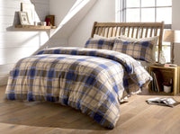 Highland Tartan Luxurious Duvet Set Super Soft Brushed Cotton Flannel Bedding OEKO-TEX Certified Elegant Quilt Cover for Master Suite or Guest Room by OLIVIA ROCCO SINGLE / BLUE Duvet Cover
