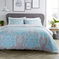 Empire Reversible Luxurious Cotton Rich Duvet Set with Vibrant Designs for Single Double and King Bed Sizes by OLIVIA ROCCO SINGLE / TEAL Duvet Cover