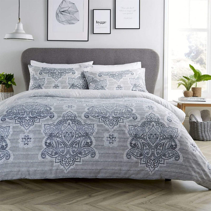 Empire Reversible Luxurious Cotton Rich Duvet Set with Vibrant Designs for Single Double and King Bed Sizes by OLIVIA ROCCO SINGLE / GREY Duvet Cover