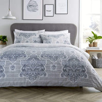Empire Reversible Luxurious Cotton Rich Duvet Set with Vibrant Designs for Single Double and King Bed Sizes by OLIVIA ROCCO SINGLE / GREY Duvet Cover