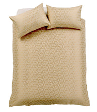 Hampton Handwoven Jacquard Cotton-Rich Duvet Set OEKO-TEX Certified Various Sizes by OLIVIA ROCCO SINGLE / GOLD Duvet Cover