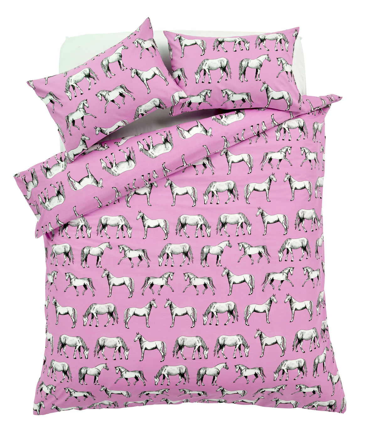 Horses Design Cotton Rich Duvet Set with Bold Colours and Luxurious Comfort Elegant Breathable Durable Bedding with Pillow Cases Available in Single and Double Sizes by OLIVIA ROCCO Duvet Cover