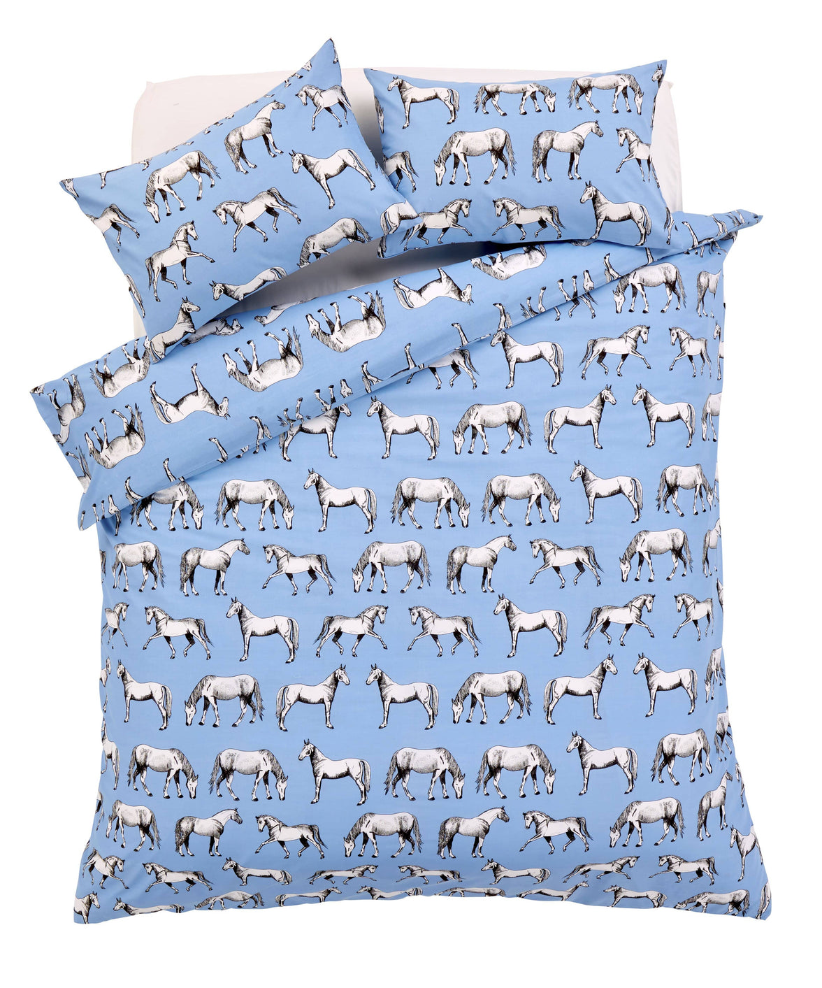 Horses Design Cotton Rich Duvet Set with Bold Colours and Luxurious Comfort Elegant Breathable Durable Bedding with Pillow Cases Available in Single and Double Sizes by OLIVIA ROCCO Duvet Cover