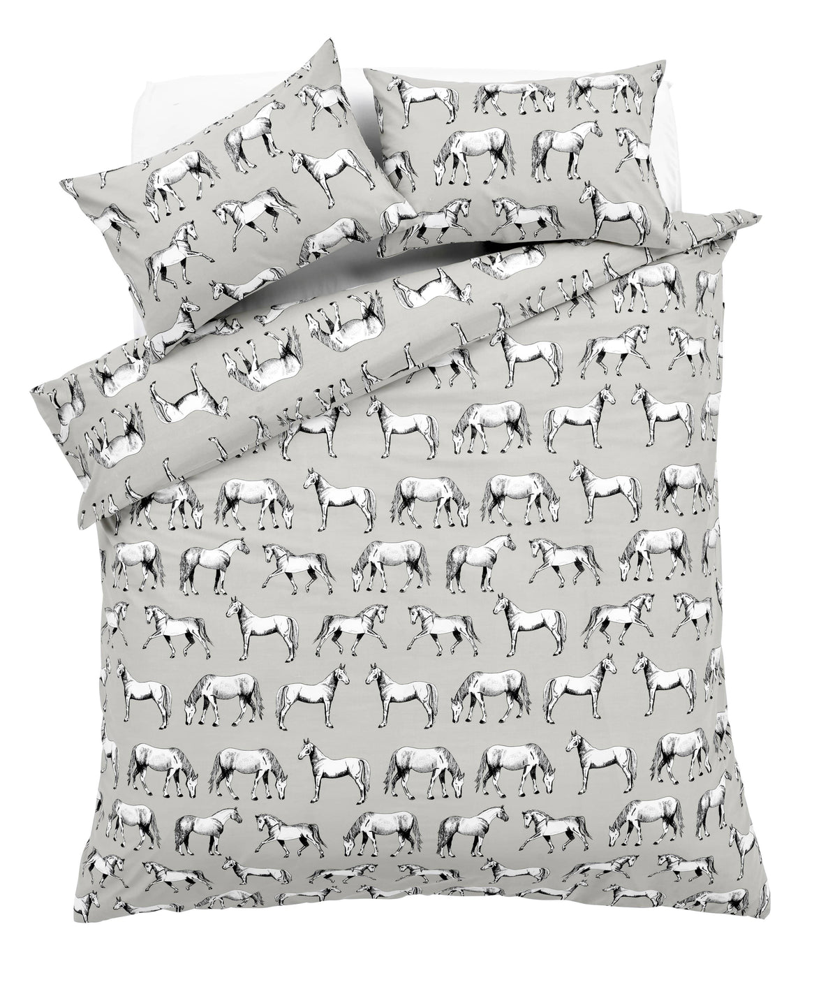 Horses Design Cotton Rich Duvet Set with Bold Colours and Luxurious Comfort Elegant Breathable Durable Bedding with Pillow Cases Available in Single and Double Sizes by OLIVIA ROCCO Duvet Cover