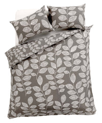 Leaves Design Cotton Rich Duvet Cover Set Nature-Inspired Soft Durable Bedding with Pillowcases for All Bed Sizes Multiple Colors by OLIVIA ROCCO SINGLE / GREY Duvet Cover