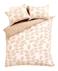 Leaves Design Cotton Rich Duvet Cover Set Nature-Inspired Soft Durable Bedding with Pillowcases for All Bed Sizes Multiple Colors by OLIVIA ROCCO SINGLE / NATURAL Duvet Cover