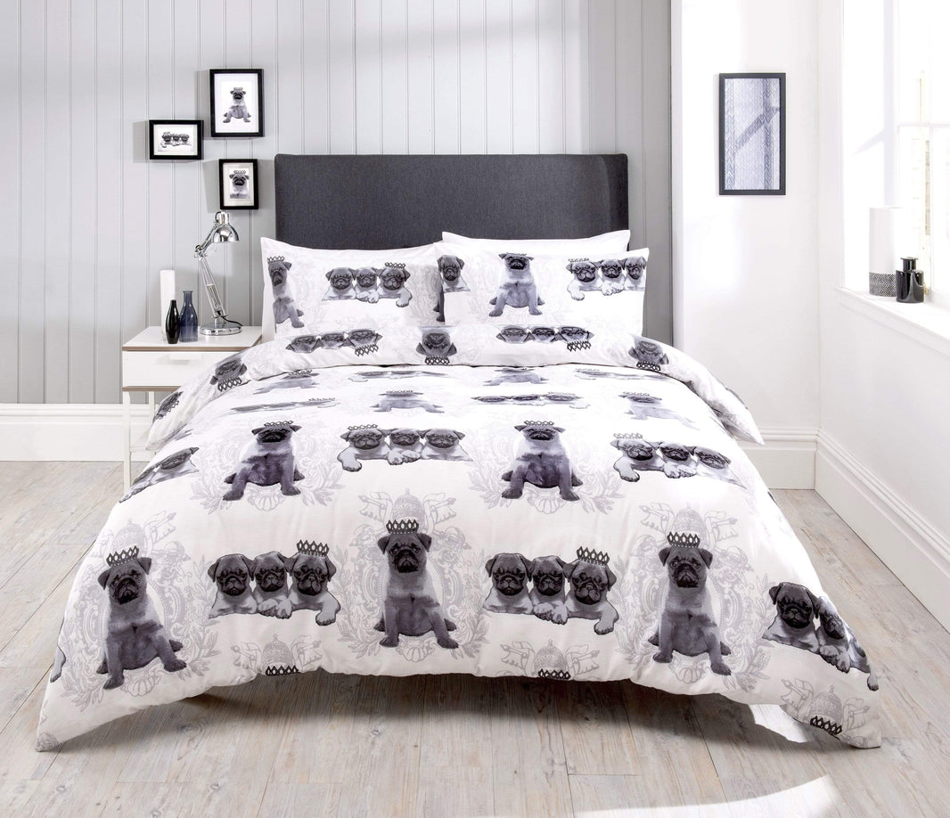 Pugs Duvet Cover Set Elegant Cotton Rich Bedding with Bold Vibrant Colours Available in Single Double King Sizes by OLIVIA ROCCO SINGLE / MONO Duvet Cover
